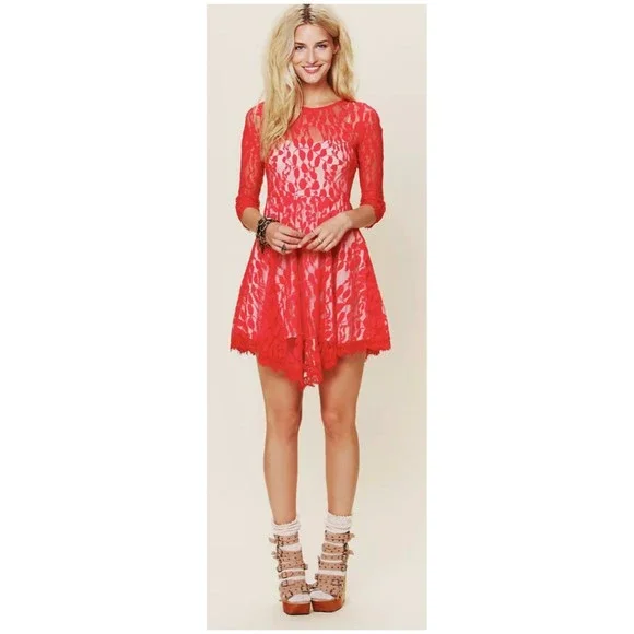chinese dress ladies Free People Women's Can't Help It Mini Dress, Red, Large at Amazon Women's  Clothing store main image 1